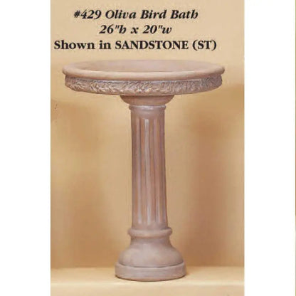 Giannini Garden Oliva Bird Bath Outdoor Cast Stone 429