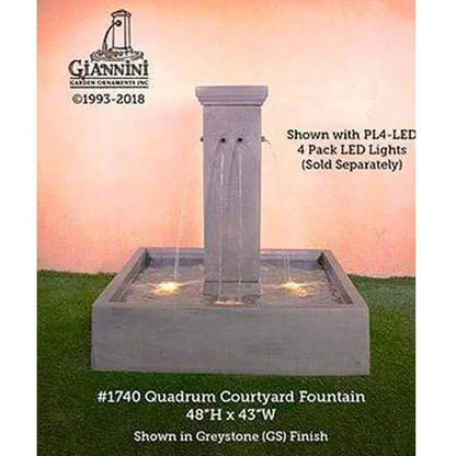 Giannini Garden Quadrum Greystone Concrete Courtyard Outdoor Fountain 1740 1740