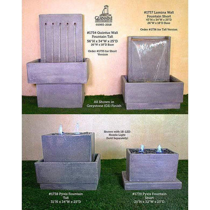 Giannini Garden Quintus Greystone Concrete Wall Outdoor Fountain 1734 1735
