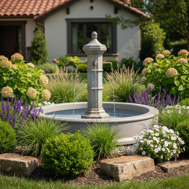 Giannini Garden Robaix Column French Limestone Concrete Outdoor Fountain 1732