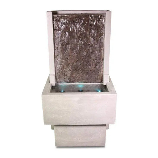 Giannini Garden Slate Two Tone Concrete Waterwall Outdoor Fountain with Tall Base 1760 1760