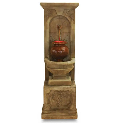 Giannini Garden St. Helena Urn Rustic Iron Concrete Outdoor Fountain with Base 1593 1593