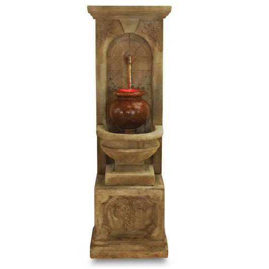 Giannini Garden St. Helena Urn Rustic Iron Concrete Outdoor Fountain with Base 1593 1593