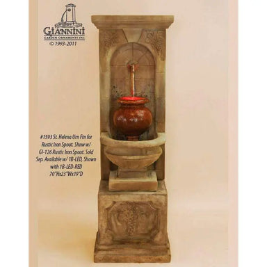 Giannini Garden St. Helena Urn Rustic Iron Concrete Outdoor Fountain with Base 1593 1593