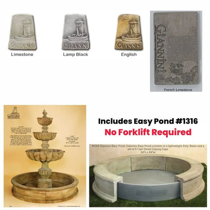 Giannini Garden Urbino Grande Tall Three Tier Pond Fountain 1287