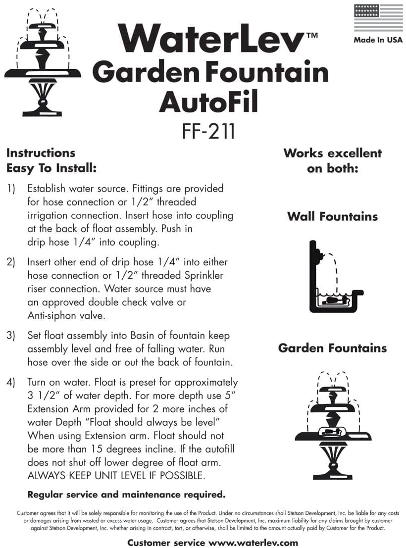 Giannini Garden Water Fountain Auto Fill