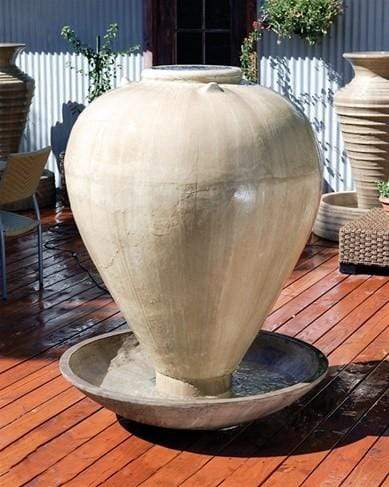Phoenix Precast Outdoor Fountains Phoenix Precast Large Vase With Wok 48" Wide Concrete Outdoor Fountain G-VSLF-WOK-