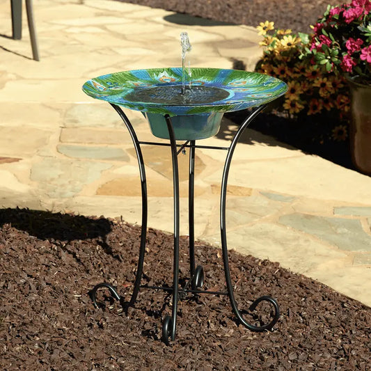 Smart Solar Argus Peacock Glass Solar Birdbath 20221R01 20221R01