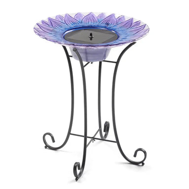 Smart Solar Bell Flower Glass Solar Birdbath 20223R01 20223R01