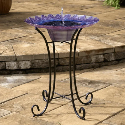 Smart Solar Bell Flower Glass Solar Birdbath 20223R01 20223R01
