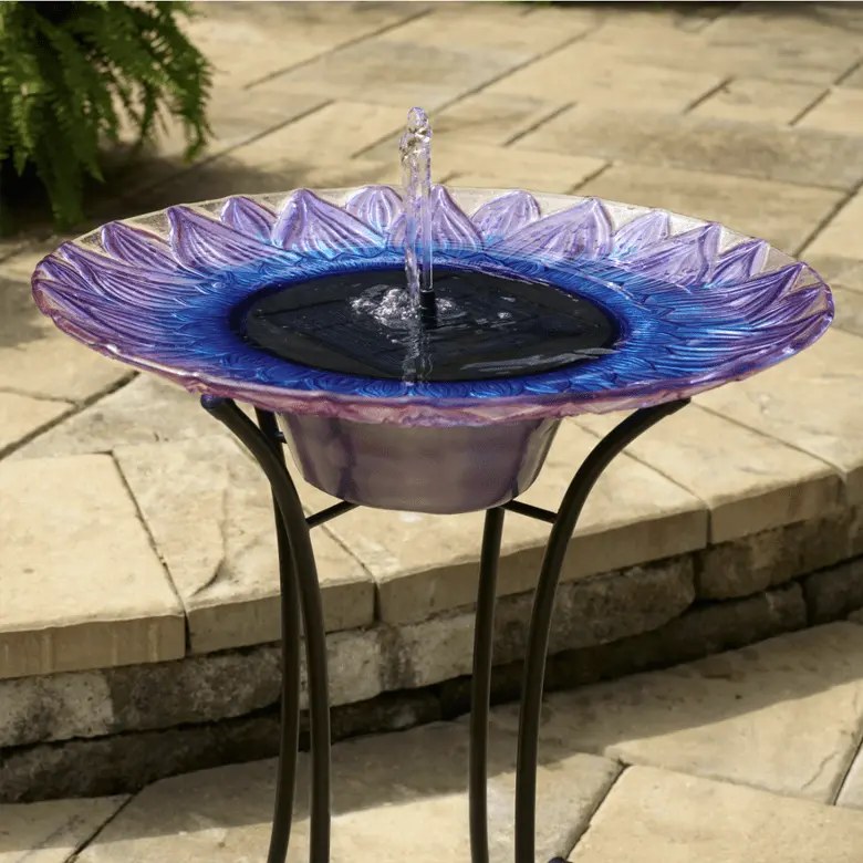 Smart Solar Bell Flower Glass Solar Birdbath 20223R01 20223R01