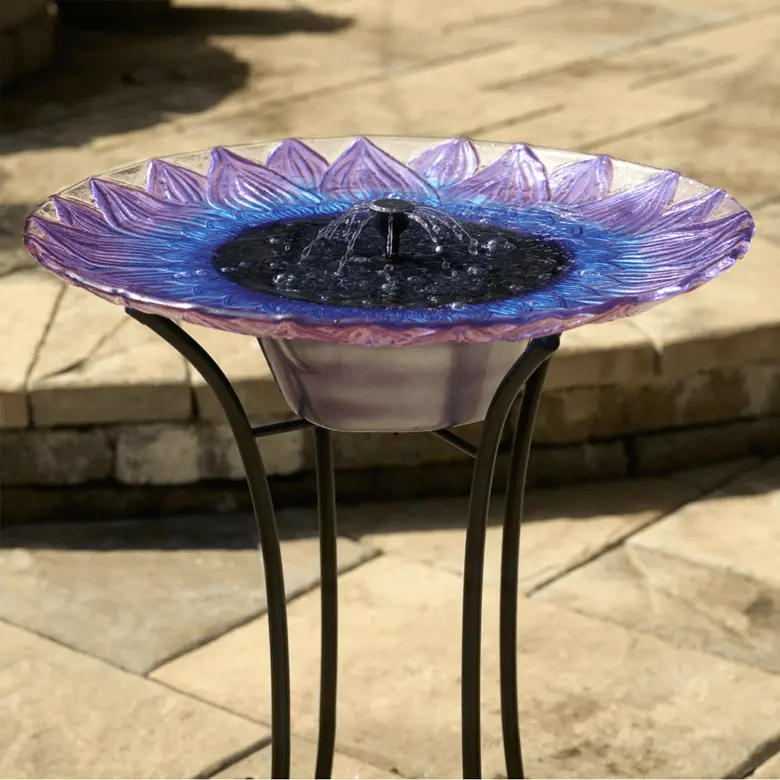 Smart Solar Bell Flower Glass Solar Birdbath 20223R01 20223R01