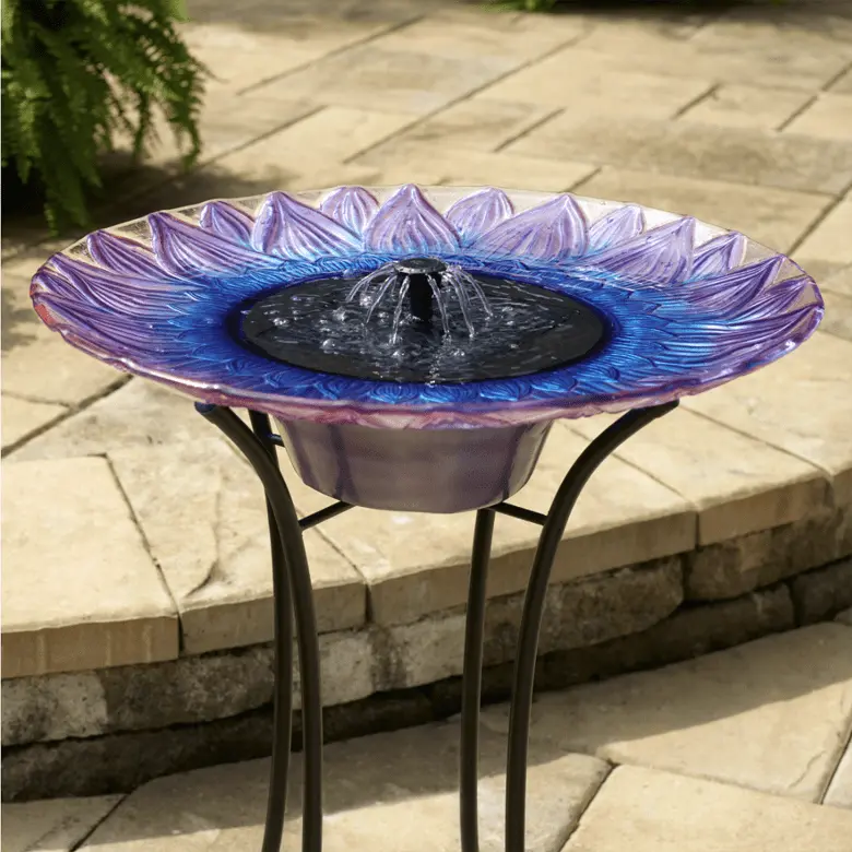 Smart Solar Bell Flower Glass Solar Birdbath 20223R01 20223R01