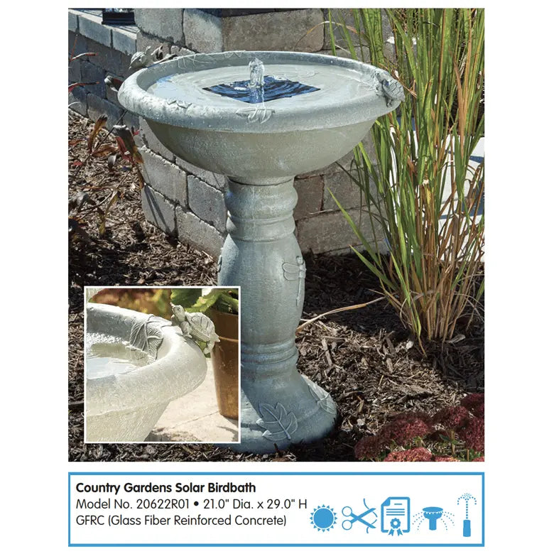 Smart Solar Country Gardens IntelliSOLAR Birdbath with Remote 20622024 20622R01
