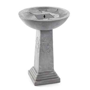 Smart Solar Gingko intelliSOLAR Birdbath with Remote 42601024 (Weathered Stone) 42601024