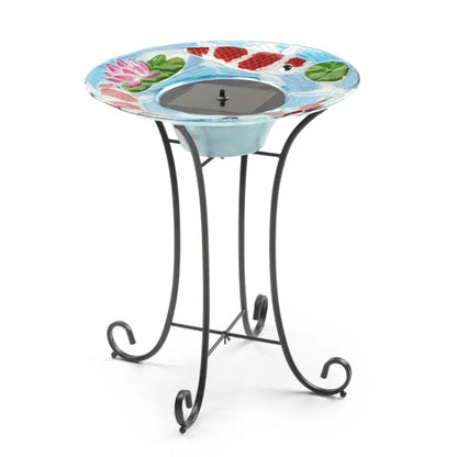 Smart Solar Japanese Koi Glass Solar Birdbath 20225R01 20225R01