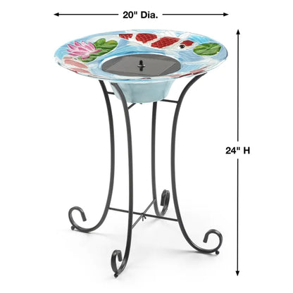 Smart Solar Japanese Koi Glass Solar Birdbath 20225R01 20225R01
