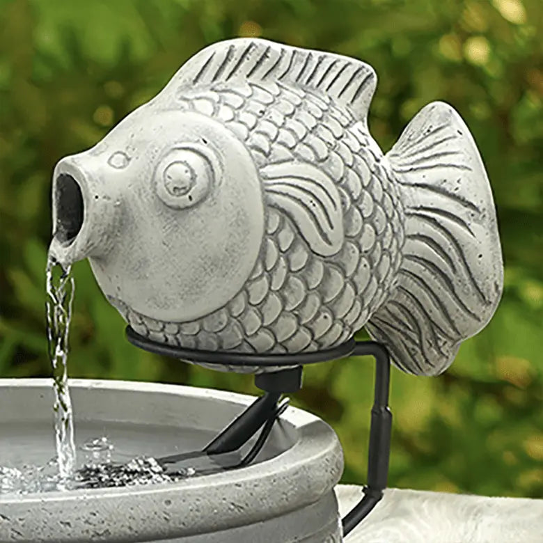 Smart Solar Marin Solar Fish Fountain – Light Cement Finish (23471M01) 23471M01
