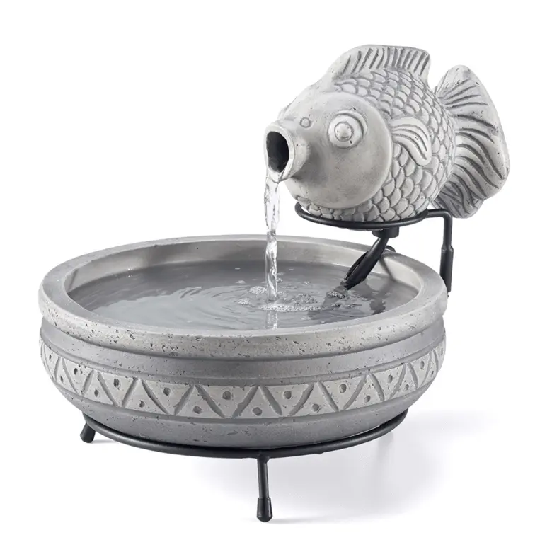 Smart Solar Marin Solar Fish Fountain – Light Cement Finish (23471M01) 23471M01