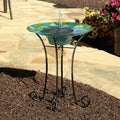 Smart Solar Outdoor Fountains Argus Peacock Glass Solar Birdbath / 20