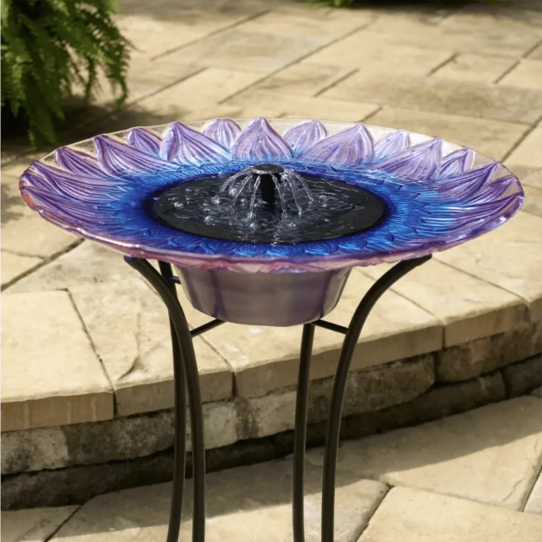 Smart Solar Outdoor Fountains Solar Bell Flower Glass Solar Birdbath / 20.0" Diameter x 24.30" High Smart Solar Bell Flower Glass Solar Birdbath 20223R01