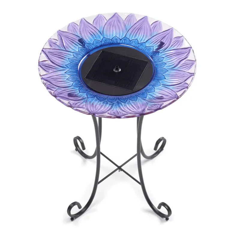 Smart Solar Outdoor Fountains Solar Bell Flower Glass Solar Birdbath / 20.0" Diameter x 24.30" High Smart Solar Bell Flower Glass Solar Birdbath 20223R01