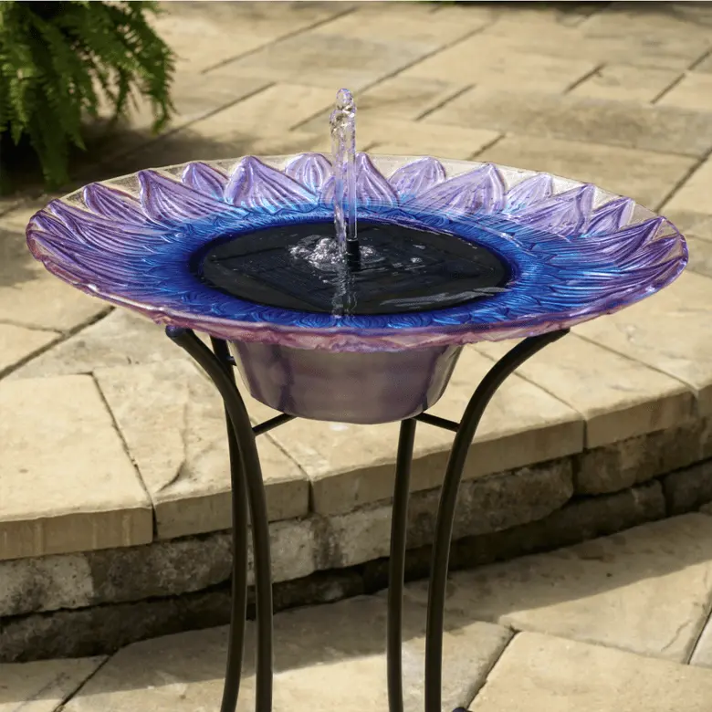 Smart Solar Outdoor Fountains Solar Bell Flower Glass Solar Birdbath / 20.0" Diameter x 24.30" High Smart Solar Bell Flower Glass Solar Birdbath 20223R01