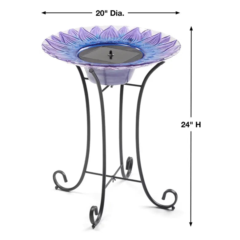 Smart Solar Outdoor Fountains Solar Bell Flower Glass Solar Birdbath / 20.0" Diameter x 24.30" High Smart Solar Bell Flower Glass Solar Birdbath 20223R01