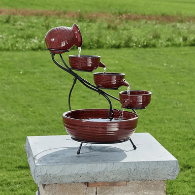 Smart Solar Outdoor Fountains Ceramic Solar Cascade / 20.0" L x 17.0" W x 22.0" H Smart Solar Ceramic Solar Cascade 23941R01 (Red Lava)