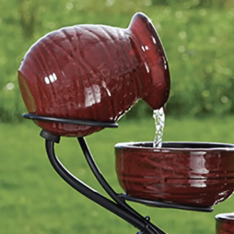 Smart Solar Outdoor Fountains Ceramic Solar Cascade / 20.0" L x 17.0" W x 22.0" H Smart Solar Ceramic Solar Cascade 23941R01 (Red Lava)