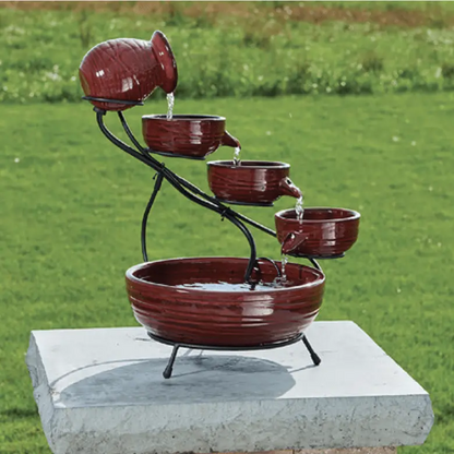 Smart Solar Outdoor Fountains Ceramic Solar Cascade / 20.0" L x 17.0" W x 22.0" H Smart Solar Ceramic Solar Cascade 23941R01 (Red Lava)