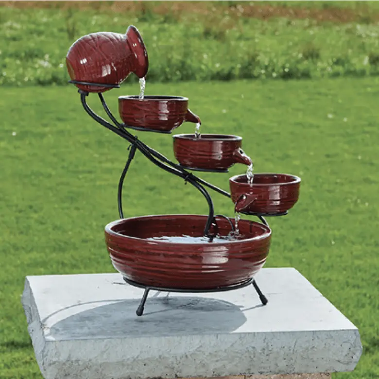 Smart Solar Outdoor Fountains Ceramic Solar Cascade / 20.0" L x 17.0" W x 22.0" H Smart Solar Ceramic Solar Cascade 23941R01 (Red Lava)