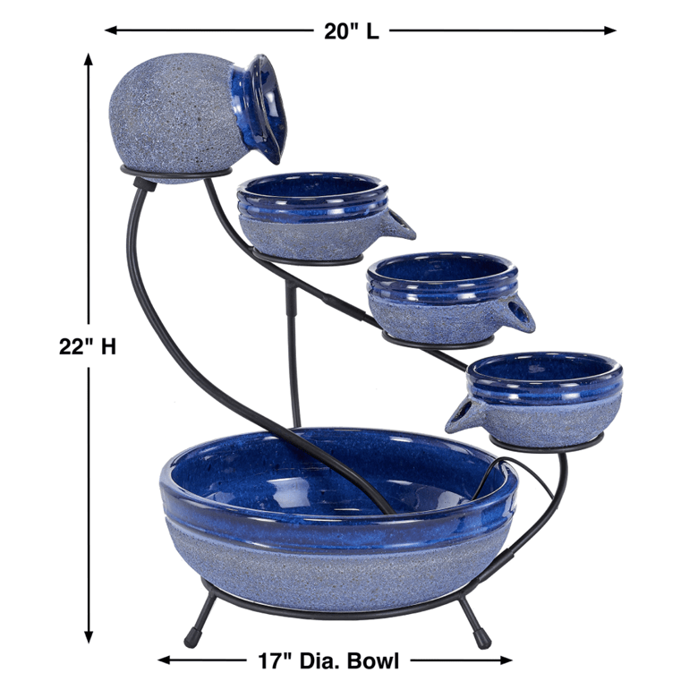 Smart Solar Outdoor Fountains Ceramic Solar Cascade / 20.0" L x 17.0" W x 22.0" H Smart Solar Ceramic Solar Cascade 23967R01 (Blueberry with Rustic Blue)