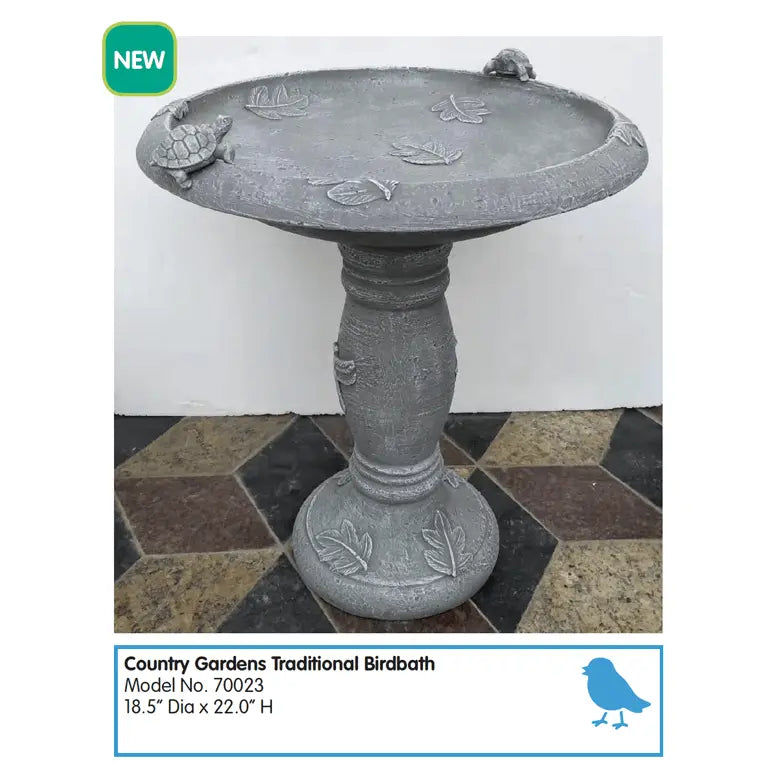 Smart Solar Outdoor Fountains Country Gardens Traditional Birdbath / 18.5" Diameter x 23" High Smart Solar Country Gardens Traditional Birdbath 70023