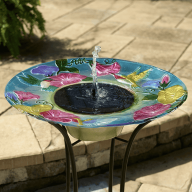Smart Solar Outdoor Fountains Hummingbird Glass Solar Birdbath / 20.0" Diameter x 24.30" High  Smart Solar Hummingbird Glass Solar Birdbath 20224R01