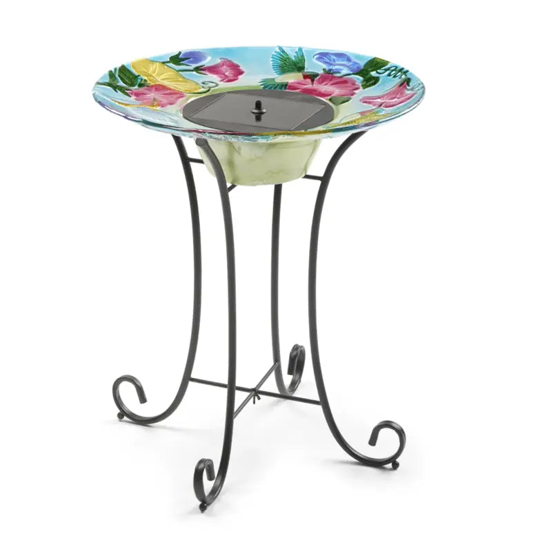 Smart Solar Outdoor Fountains Hummingbird Glass Solar Birdbath / 20.0" Diameter x 24.30" High  Smart Solar Hummingbird Glass Solar Birdbath 20224R01