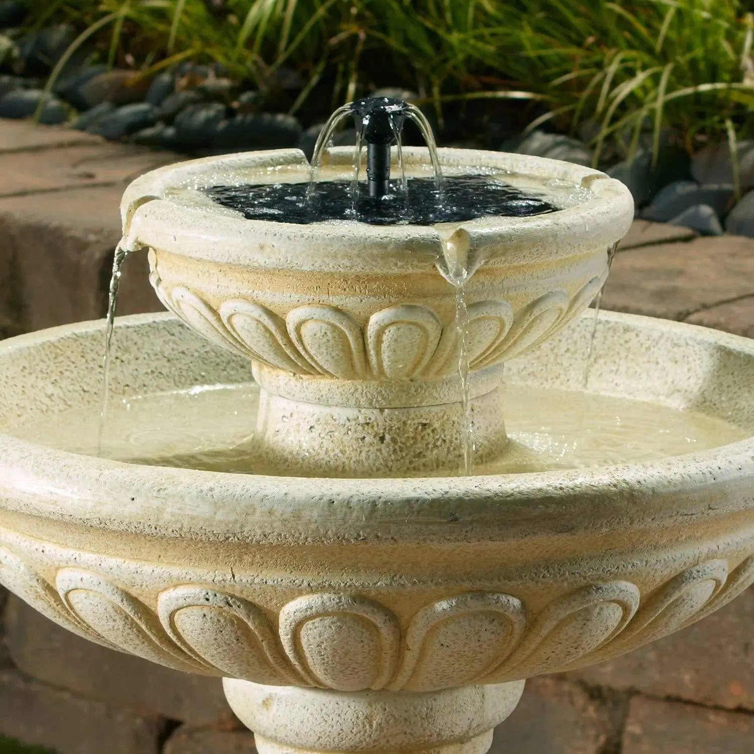 Smart Solar Outdoor Fountains Palermo / Antique White / 21" L x 21" W x 32" H Smart Solar Palermo Antique White 2-Tier Solar Outdoor Fountain 34389MM1