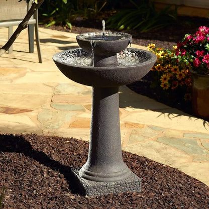 Smart Solar Outdoor Fountains Riverstone / 20.8" Diameter x 34.5" High Smart Solar Riverstone 2-Tier Solar Outdoor Fountain 34208RM1