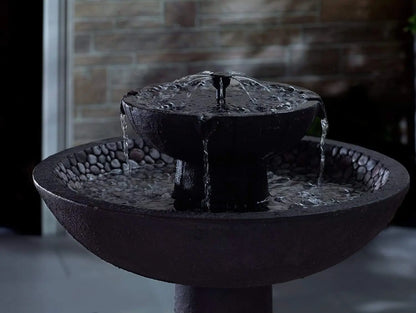 Smart Solar Outdoor Fountains Riverstone / 20.8" Diameter x 34.5" High Smart Solar Riverstone 2-Tier Solar Outdoor Fountain 34208RM1