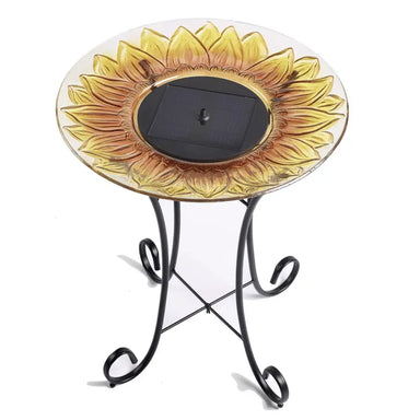 Smart Solar Outdoor Fountains SolarSunflower Glass Solar Birdbath / 20.0" Diameter x 24.30" High Smart SolarSunflower Glass Solar Birdbath 20222R01